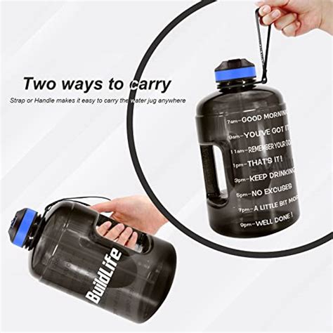 Buildlife Gallon Water Bottle With Time Marker And Straw Large Water