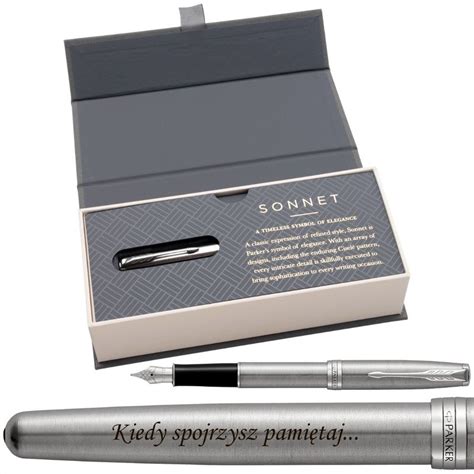 Parker Sonnet CT Pióro wieczne Stainless Steel w eleganckim etui Grawer