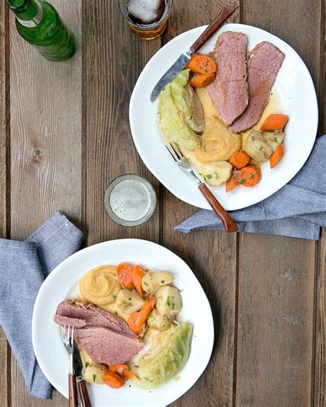 Corned Beef With Cabbage Potatoes And Split Pea Mash Blue Jean Chef