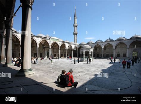 Courtyard Blue Mosque Sultan Ahmet Mosque Istanbul Turkey Stock