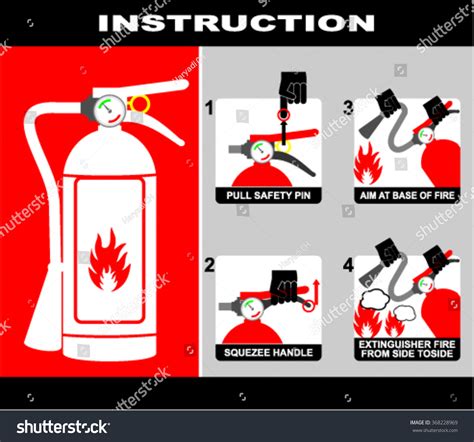 Fire Extinguisher Instruction Sticker Stock Vector Illustration 368228969 Shutterstock