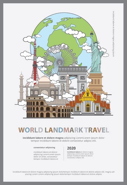 Premium Vector The World Landmark Travel Poster Template