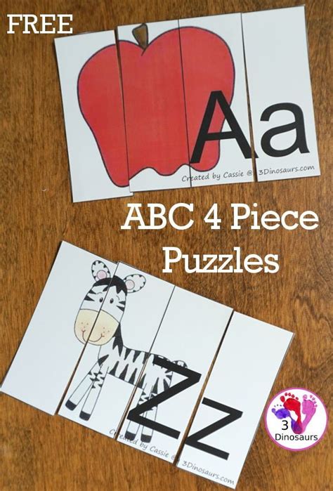 Free Abc 4 Piece Puzzles For The Whole Alphabet 26 Puzzles With