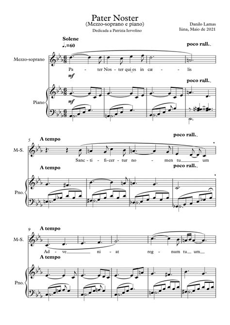 Pater Noster Mezzosopranopiano Voice Digital Sheet Music Sheet