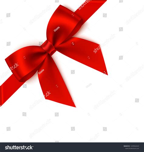 Decorative Red Bow Diagonally Ribbon On Stock Vector Royalty Free