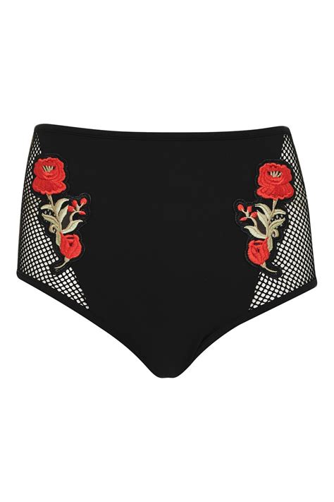 Black Embroidered Bikini Bottoms By Jaded London Embroidered Bikini