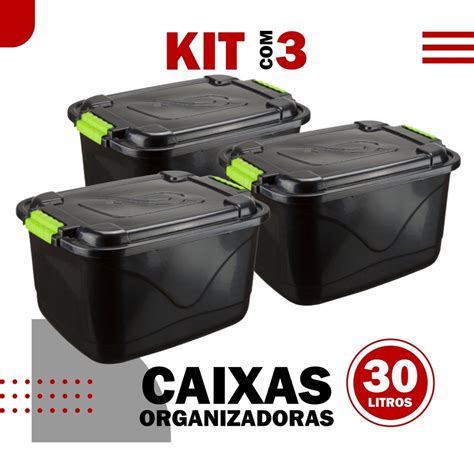 Kit Caixas Organizadora C Tampa E Trava L Cestos Organizadora