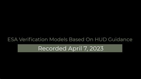 Esa Verification Models Based On Hud Guidance Tschetter Sulzer Muccio