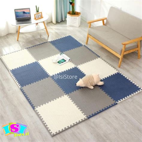 Alfombra Goma Eva X Cms Mm Azul Gris Beige Isistore