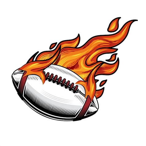 Premium Vector American Football On Fire Vector Illustration