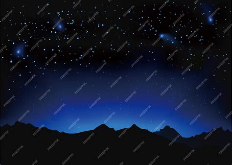 Premium Vector Beautiful Night Space Landscape With Silhouette