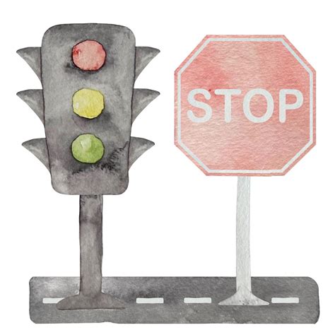 Premium Vector Watercolor Traffic Lights With All Three Colors On