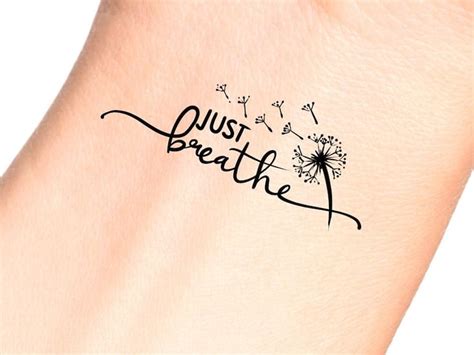 Just Breathe Dandelion Temporary Tattoo Etsy Tasteful Tattoos