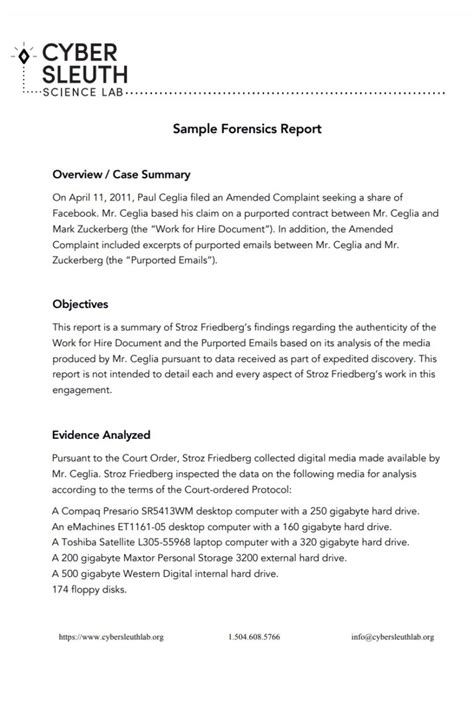 Forensic Report Example → Free Report Examples