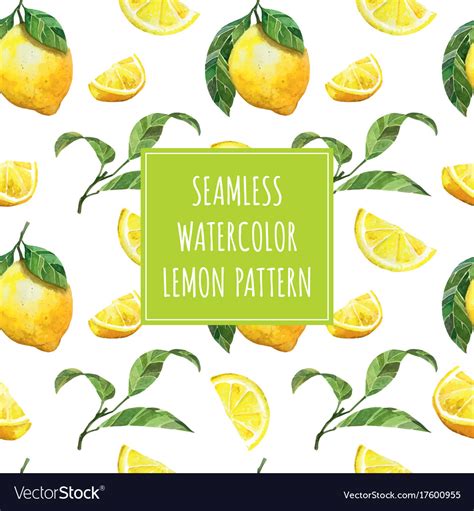 Watercolor Lemon Seamless Pattern Royalty Free Vector Image