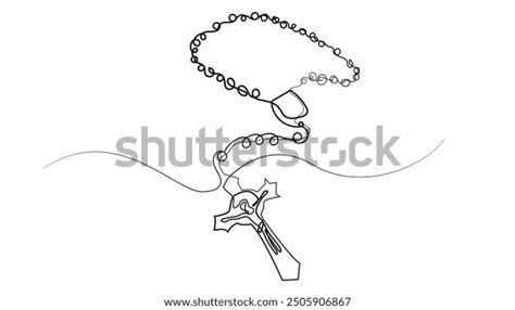 Continuous Line Rosary Necklace Line Drawing Stock Vector Royalty Free