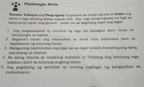 Payabungin Natin Panuto Tukuyin Ang Pang Ugnay Na Ginamit Sa