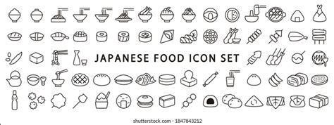 Big Set Japanese Food Icon Thin Stock Vector Royalty Free 1847843212