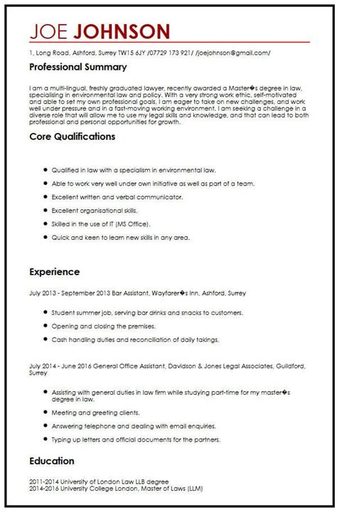 Law Graduate Cv Example