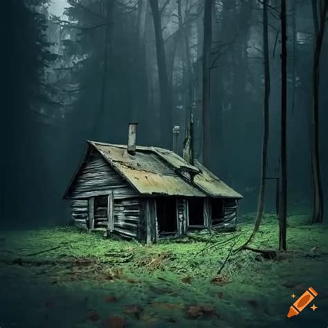 Picture Of An Abandoned Wooden Cabin In A Dark Forest On Craiyon