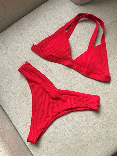 Sexy Red Two Piece Bikini Set Brazilian Swimsuit Women S Fashion Swimwear Bikinis Swimsuits