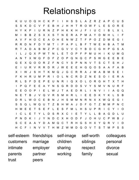 Relationships Word Search Wordmint