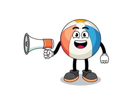 Premium Vector Beach Ball Cartoon Illustration Holding Megaphone