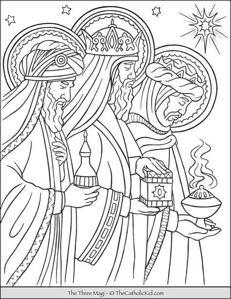 Three Magi Wise Men Coloring Page TheCatholicKid