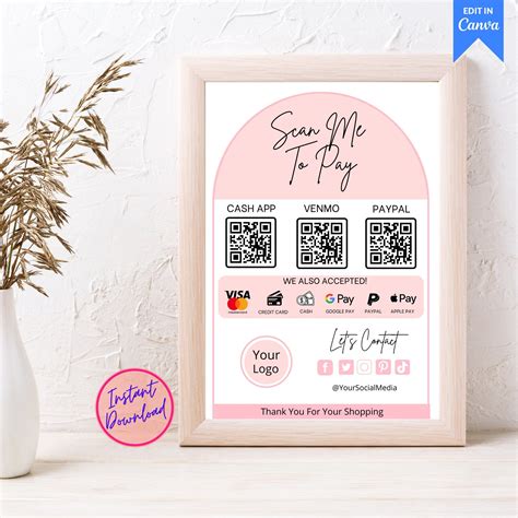 Printable Scan To Pay Template Editable Scan To Pay Sign QR Etsy