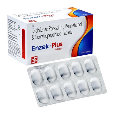 Enzek Plus Diclofenac Potassium Paracetamol Serratiopeptidase Tablets