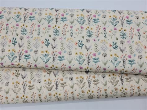 Cotton Poplin Emilie Series By Hilco Watercolor Flowers 19euro Meter Etsy