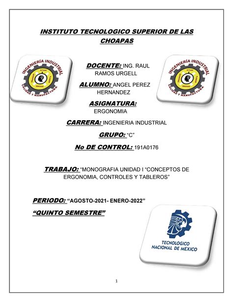 Monografia Unidad I Conceptos De Ergonomia Controles Y Tableros