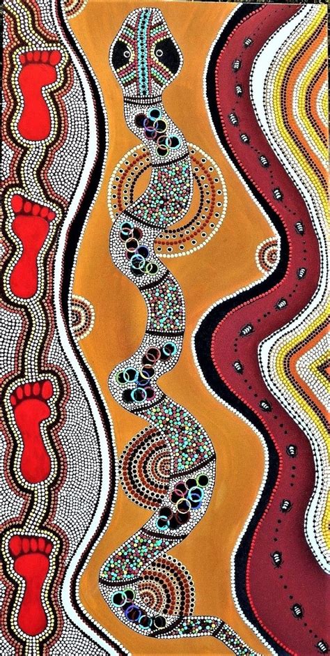 Authentic Aboriginal Original The Rainbow Serpent Beneath Acrylic On