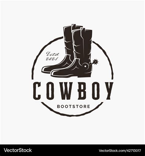 Vintage Western Cowboy Boots Cowboy Shoes Logo Vector Image