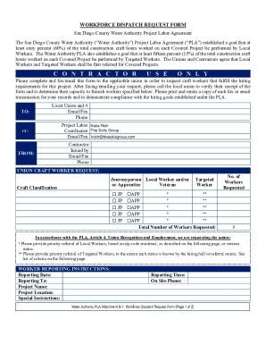 Fillable Online Workforce Dispatch Request Form Fax Email Print Pdffiller