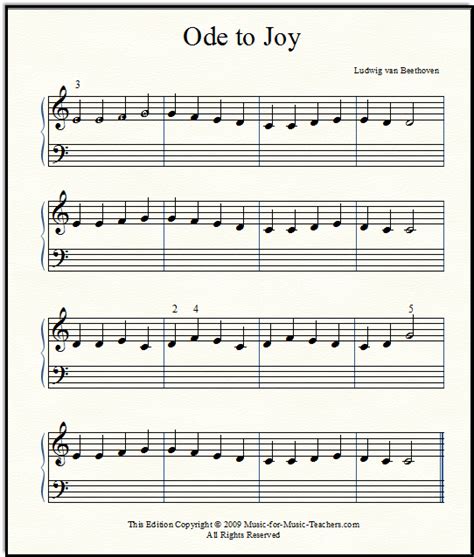 Ode To Joy Sheet Music For Piano Easy And Early Beginner To Advanced