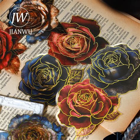 Jianwu Sheets Themystic Rose Series Vintage Flower Bronzing Decor