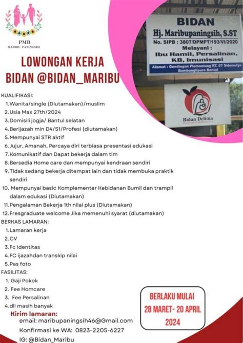 Lowongan Kerja Bidan Di Bidan Maribu Lokerjogja Id