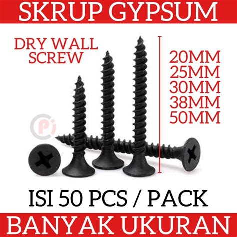 Jual Isi 50 Pcs Skrup Gypsum Dry Wall Screw Sekrup Gipsum Banyak Ukuran