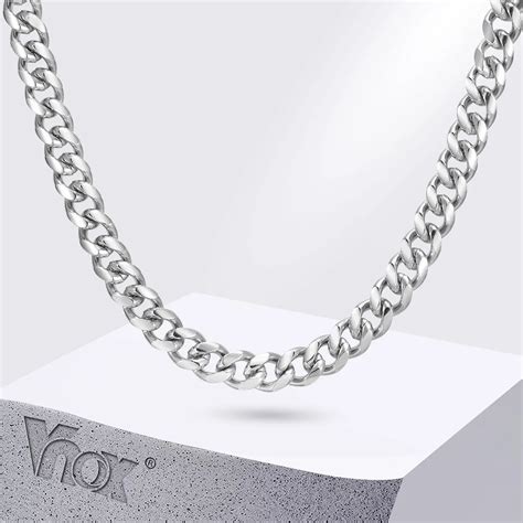 Vnox Collar De Cadena Cubana De Acero Para Hombre Y Mujer Gargantilla