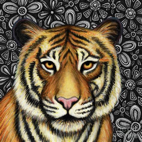 Indochinese Tiger Floral Painting By Amy E Fraser Fine Art America