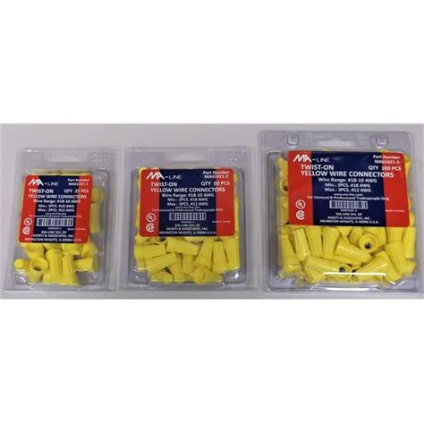 Ma Line Ma01021 2 Wire Connectors Yellow Pack Of 50