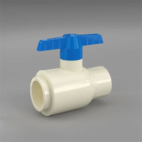 White CPVC Ball Valve Short Handle With Long Neck Valve Size 150 Mm