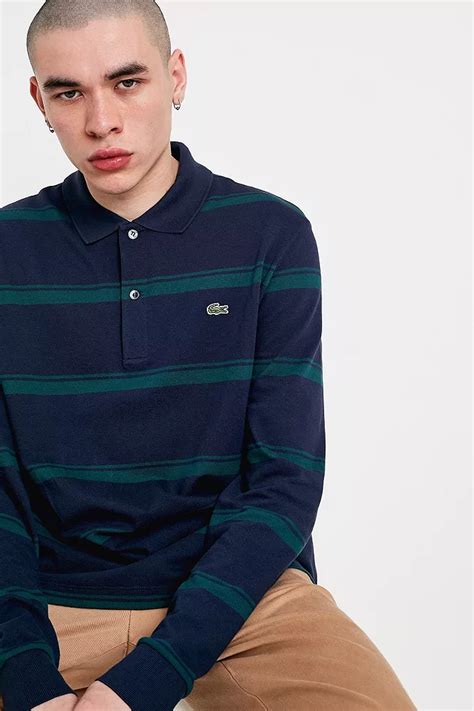 Lacoste Striped Long Sleeve Polo Shirt Urban Outfitters Uk