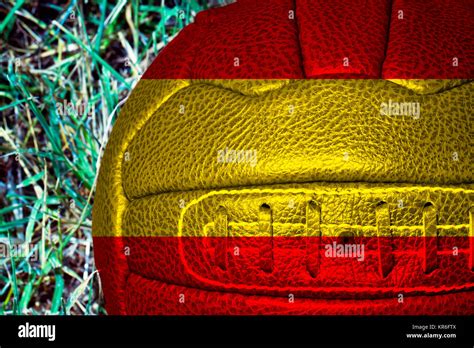 Spain Flag Over Vintage Football Stock Photo Alamy