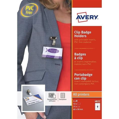 Avery Boite De Porte Badges Clip En Plastique Souple Transparent