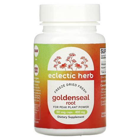 Eclectic Institute Freeze Dried Fresh Goldenseal Root 400 Mg 50 Veg