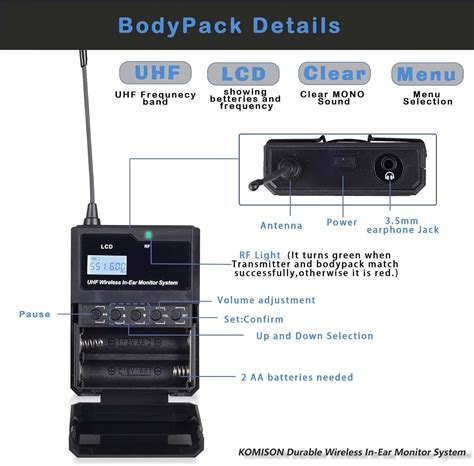KOMISON Sistema de monitor inalámbrico mono en oído sistema IEM