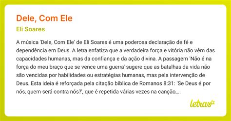O'que Significa Ele Dele - Significado da música DELE, COM ELE (Eli Soares) - LETRAS.MUS.BR