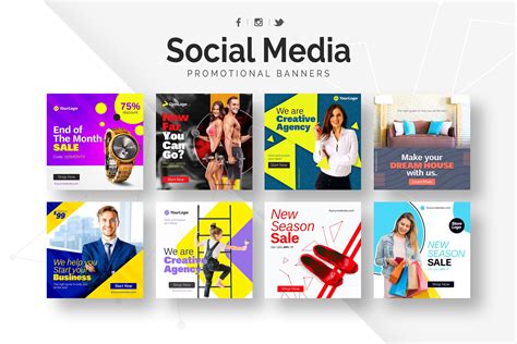 Social Media Promotional Banners Social Media Templates Creative Market